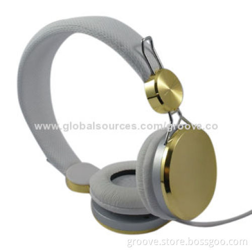 Stereo Unique Designed Over Ear Gold Headphones for Mobile Phones, 20-20kHz Frequency Response